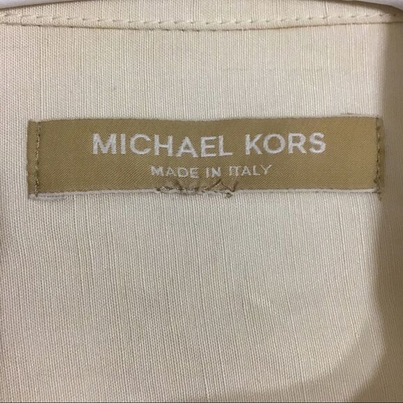 Michael Kors Beige Linen Silk Blend Leather Trim Utility Chore Jacket Size 8 - Picture 5 of 13